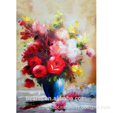 Hot sale beautiful fabric pony flower painting designs on canvas